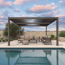 PURPLE LEAF Athena Outdoor Louvered Pergola Adjustable Metal Roof Bronze Hardtop Gazebo Patio Pavilion