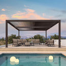 PURPLE LEAF Athena Outdoor Louvered Pergola Adjustable Metal Roof Bronze Hardtop Gazebo Patio Pavilion
