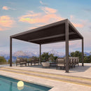 PURPLE LEAF Athena Outdoor Louvered Pergola Adjustable Metal Roof Bronze Hardtop Gazebo Patio Pavilion