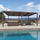 PURPLE LEAF Athena Outdoor Louvered Pergola Adjustable Metal Roof Bronze Hardtop Gazebo Patio Pavilion