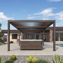 PURPLE LEAF Athena Outdoor Louvered Pergola Adjustable Metal Roof Bronze Hardtop Gazebo Patio Pavilion