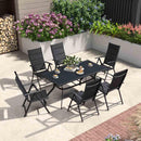 PURPLE LEAF  Folding Outdoor Dining Set  with Aluminum Table and Padded Chairs All Weather Dining Table Sets for Garden Backyard Poolside