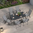 PURPLE LEAF  Folding Outdoor Dining Set  with Aluminum Table and Padded Chairs All Weather Dining Table Sets for Garden Backyard Poolside