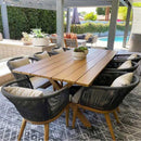 PURPLE LEAF Teak Patio Dining Set with Cushions and Pillow All-Weather Wicker Patio Table Set for Garden, Deck, and Yard