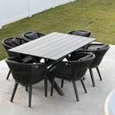 PURPLE LEAF Patio Dining Sets with Aluminum Frame Table & Handwoven Wicker Chairs Grey