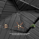 PURPLE LEAF Patio Gazebo for Backyard Grey Hardtop Galvanized Steel Roof Awning with String Lights-clear