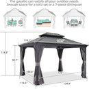 PURPLE LEAF Patio Gazebo for Backyard Grey Hardtop Galvanized Steel Roof Awning with Upgrade Curtain