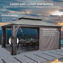 PURPLE LEAF Patio Gazebo for Backyard Grey Hardtop Galvanized Steel Roof Awning with Upgrade Curtain