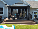PURPLE LEAF Patio Gazebo for Backyard Grey Hardtop Galvanized Steel Roof Awning with Upgrade Curtain