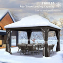 PURPLE LEAF Patio Gazebo for Backyard Grey Hardtop Galvanized Steel Roof Awning with Upgrade Curtain