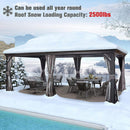 PURPLE LEAF Patio Gazebo for Backyard Grey Hardtop Galvanized Steel Roof Awning with Upgrade Curtain