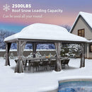 PURPLE LEAF Patio Gazebo for Backyard Grey Hardtop Galvanized Steel Roof Awning with Upgrade Curtain
