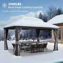 PURPLE LEAF Patio Gazebo for Backyard Grey Hardtop Galvanized Steel Roof Awning with Upgrade Curtain