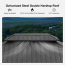 PURPLE LEAF Patio Gazebo for Backyard Grey Hardtop Galvanized Steel Roof Awning with Upgrade Curtain