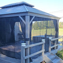 PURPLE LEAF Patio Gazebo for Pool Light Grey Hardtop Galvanized Steel Roof with Reinforcement Support Rod