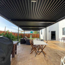 PURPLE LEAF Caesar Outdoor Louvered Pergola Patio Sun Shade Shelter with Adjustable Hardtop Patio Pergola Gray Frame White Roof