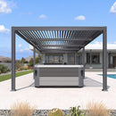 PURPLE LEAF Caesar Outdoor Louvered Pergola Patio Sun Shade Shelter with Adjustable Hardtop Patio Pergola Gray Frame White Roof