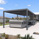 PURPLE LEAF Caesar Outdoor Louvered Pergola Patio Sun Shade Shelter with Adjustable Hardtop Patio Pergola Gray Frame White Roof