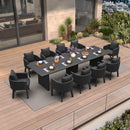 PURPLE LEAF Sanori Outdoor Dining Set Luxury Aluminum Patio Table and Dining Chairs Set with  Olefin Fabric Cushions and Pillows for Deck Garden