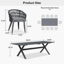 PURPLE LEAF Modern Outdoor Dining Table with 6/8/10 Seats, All-Weather Aluminum Table and Rattan Chairs with Cushions, Champagne