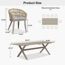 PURPLE LEAF Modern Outdoor Dining Table with 6/8/10 Seats, All-Weather Aluminum Table and Rattan Chairs with Cushions, Champagne