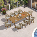 PURPLE LEAF 7/9/11 Pieces Outdoor Dining Set Aluminum Table & Wicker Rattan Chairs Modern Patio Furniture Set for Deck