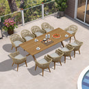 PURPLE LEAF 7/9/11 Pieces Outdoor Dining Set Aluminium Dining Table and Woven Rattan Chairs Dining Furniture Set with Cushions for Deck Patio Champagne