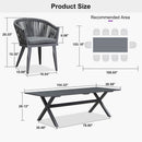 PURPLE LEAF 7/9/11 Pieces Outdoor Dining Set Aluminum Table & Wicker Rattan Chairs Modern Patio Furniture Set for Deck