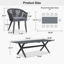PURPLE LEAF 7/9/11 Pieces Outdoor Dining Set Aluminum Table & Wicker Rattan Chairs Modern Patio Furniture Set for Deck