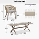 PURPLE LEAF Modern Outdoor Dining Table with 6/8/10 Seats, All-Weather Aluminum Table and Rattan Chairs with Cushions, Champagne