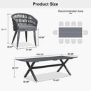 PURPLE LEAF Modern Outdoor Dining Table with 6/8/10 Seats, All-Weather Aluminum Table and Rattan Chairs with Cushions, Champagne