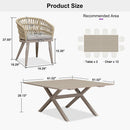 PURPLE LEAF Modern Outdoor Dining Table with 6/8/10 Seats, All-Weather Aluminum Table and Rattan Chairs with Cushions, Champagne
