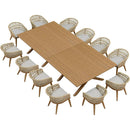 PURPLE LEAF Modern Outdoor Dining Table with 6/8/10 Seats, All-Weather Aluminum Table and Rattan Chairs with Cushions, Champagne
