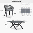 PURPLE LEAF Modern Outdoor Dining Table with 6/8/10 Seats, All-Weather Aluminum Table and Rattan Chairs with Cushions, Champagne