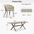 PURPLE LEAF Modern Outdoor Dining Table with 6/8/10 Seats, All-Weather Aluminum Table and Rattan Chairs with Cushions, Champagne
