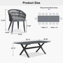 PURPLE LEAF Modern Outdoor Dining Table with 6/8/10 Seats, All-Weather Aluminum Table and Rattan Chairs with Cushions, Champagne