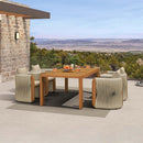PURPLE LEAF Byron Outdoor Dining Set with Blended Olefin Cushion Aluminum Luxury Patio Furniture Dining Set All Weather Wicker Dining Sets for Backyard Deck, Teak