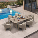 PURPLE LEAF Sanori Outdoor Dining Set Luxury Aluminum Patio Table and Dining Chairs Set with  Olefin Fabric Cushions and Pillows for Deck Garden