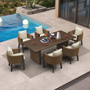 PURPLE LEAF Sanori Outdoor Dining Set Luxury Aluminum Patio Table and Dining Chairs Set with  Olefin Fabric Cushions and Pillows for Deck Garden