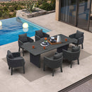 PURPLE LEAF Sanori Outdoor Dining Set Luxury Aluminum Patio Table and Dining Chairs Set with  Olefin Fabric Cushions and Pillows for Deck Garden