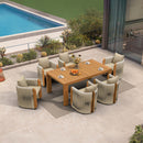 PURPLE LEAF Byron Outdoor Dining Set with Blended Olefin Cushion Aluminum Luxury Patio Furniture Dining Set All Weather Wicker Dining Sets for Backyard Deck, Teak