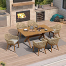 PURPLE LEAF 7/9/11 Pieces Outdoor Dining Set Aluminium Dining Table and Woven Rattan Chairs Dining Furniture Set with Cushions for Deck Patio Champagne