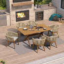 PURPLE LEAF 7/9/11 Pieces Outdoor Dining Set Aluminum Table & Wicker Rattan Chairs Modern Patio Furniture Set for Deck