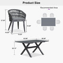 PURPLE LEAF Modern Outdoor Dining Table with 6/8/10 Seats, All-Weather Aluminum Table and Rattan Chairs with Cushions, Champagne