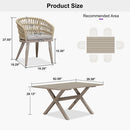 PURPLE LEAF Modern Outdoor Dining Table with 6/8/10 Seats, All-Weather Aluminum Table and Rattan Chairs with Cushions, Champagne