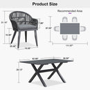 PURPLE LEAF 7/9/11 Pieces Patio Dining Set with Weather-Resistant Dining Table and Chairs Wicker Patio Table Set with Comfortable Cushion for Deck, Garden, Kitchen, Grey