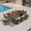 PURPLE LEAF Sanori Outdoor Dining Set Luxury Aluminum Patio Table and Dining Chairs Set with  Olefin Fabric Cushions and Pillows for Deck Garden