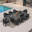 PURPLE LEAF Sanori Outdoor Dining Set Luxury Aluminum Patio Table and Dining Chairs Set with  Olefin Fabric Cushions and Pillows for Deck Garden