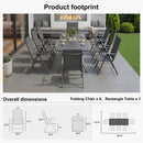 PURPLE LEAF  Folding Outdoor Dining Set  with Aluminum Table and Padded Chairs All Weather Dining Table Sets for Garden Backyard Poolside