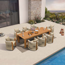 PURPLE LEAF Byron Outdoor Dining Set with Blended Olefin Cushion Aluminum Luxury Patio Furniture Dining Set All Weather Wicker Dining Sets for Backyard Deck, Teak